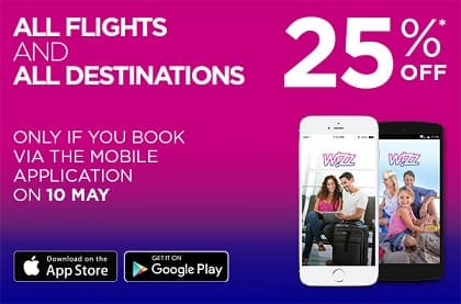 Wizzair Mobilde Yüzde 25 indirim **BİTTİ**