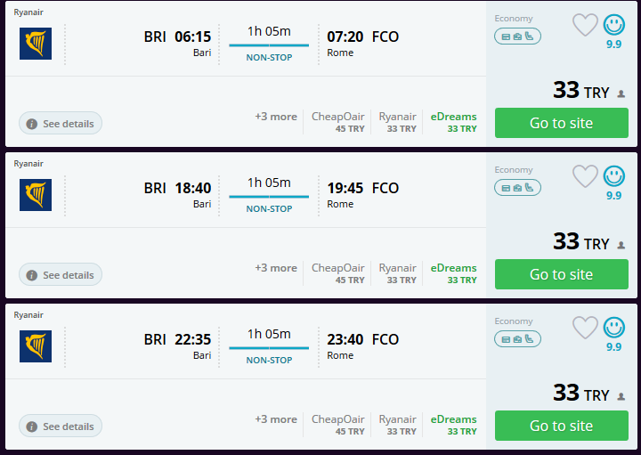 Bari-Roma Uçak Bileti