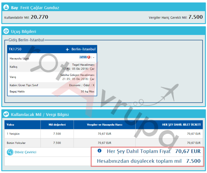 Tek yön Berlin'den İstanbul, Mil ile