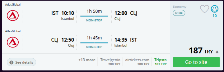 Istanbul - Cluj (Romanya) Uçak Bileti