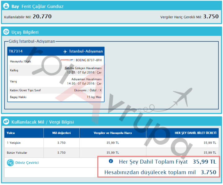 Adıyaman'a mil ile bilet almak