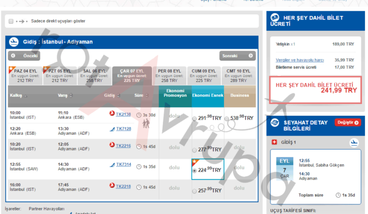 İstanbul-Adıyaman Uçak Bileti