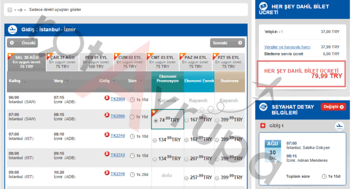 son dakika uçak bileti