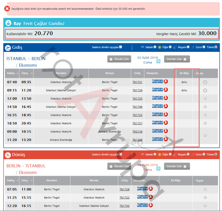 Yer garantili ödül bilet