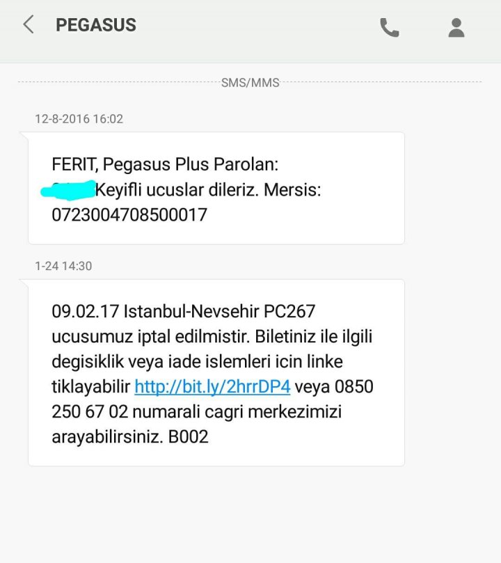 Pegasus Uçak Bileti İptali