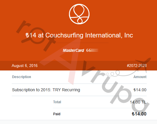 Couchsurfing Ödeme Doğrulaması