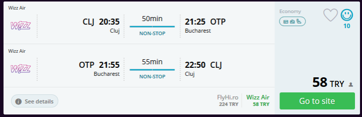 Cluj-Bükreş Uçak Bileti